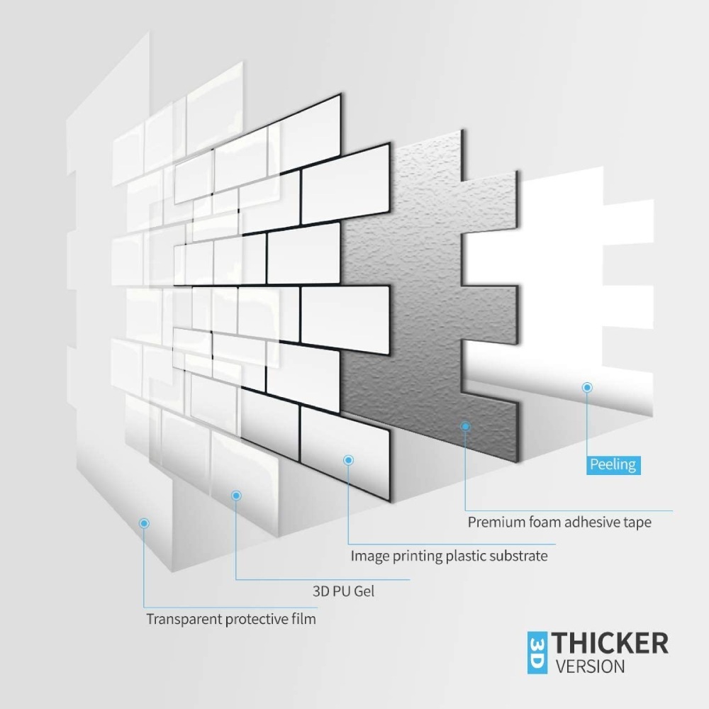 Subway Tile Peel and Stick Backsplash, White with gray grout: image 10