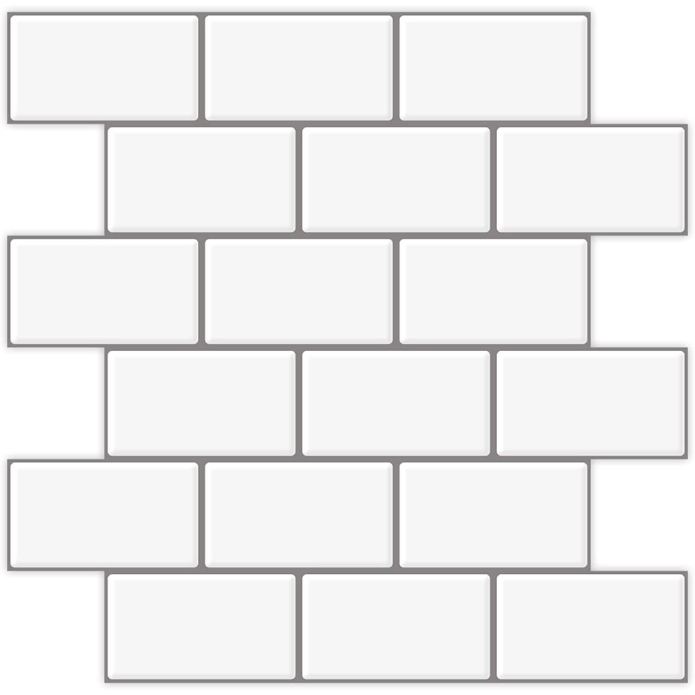 Subway Tile Peel and Stick Backsplash, White with gray grout: image 14