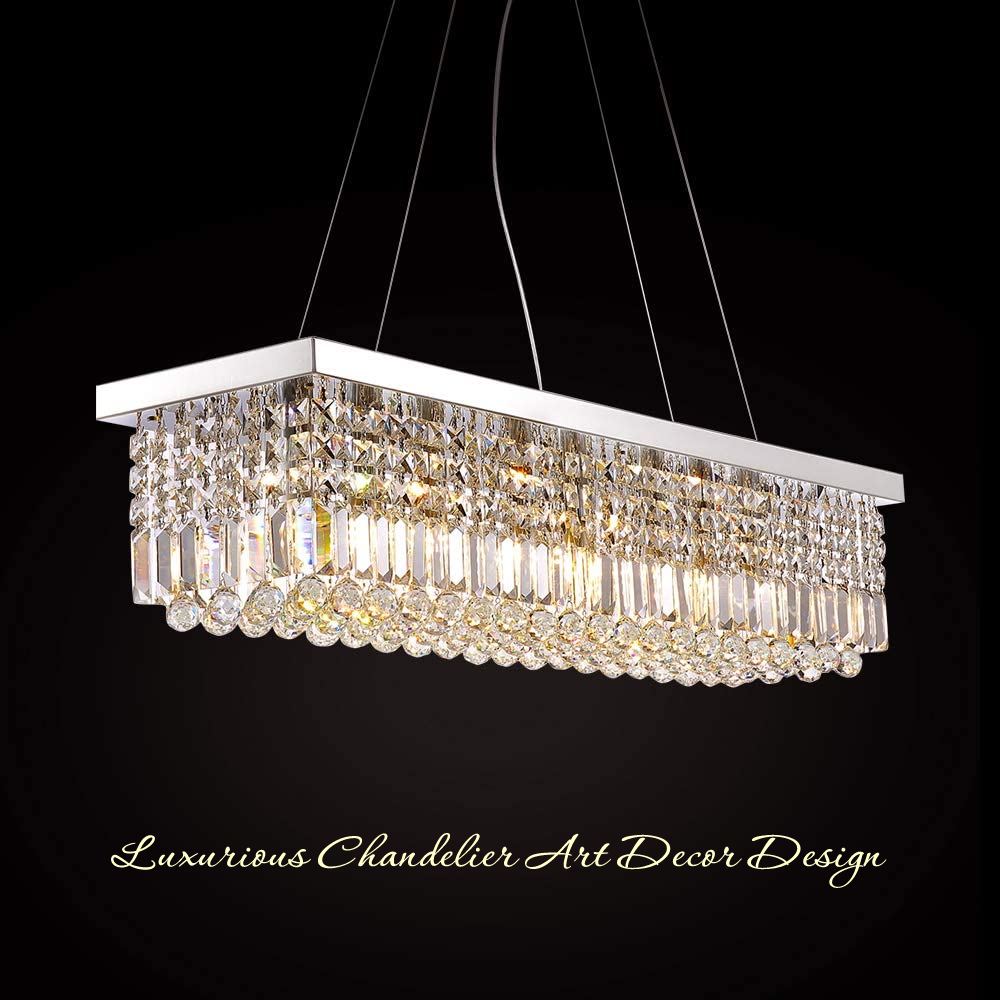 Rectangular Crystal Chandelier, L119cm(47")(10-Lights)