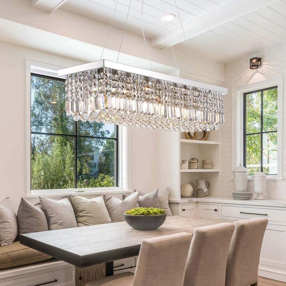 Rectangular Crystal Chandelier, L119cm(47")(10-Lights)