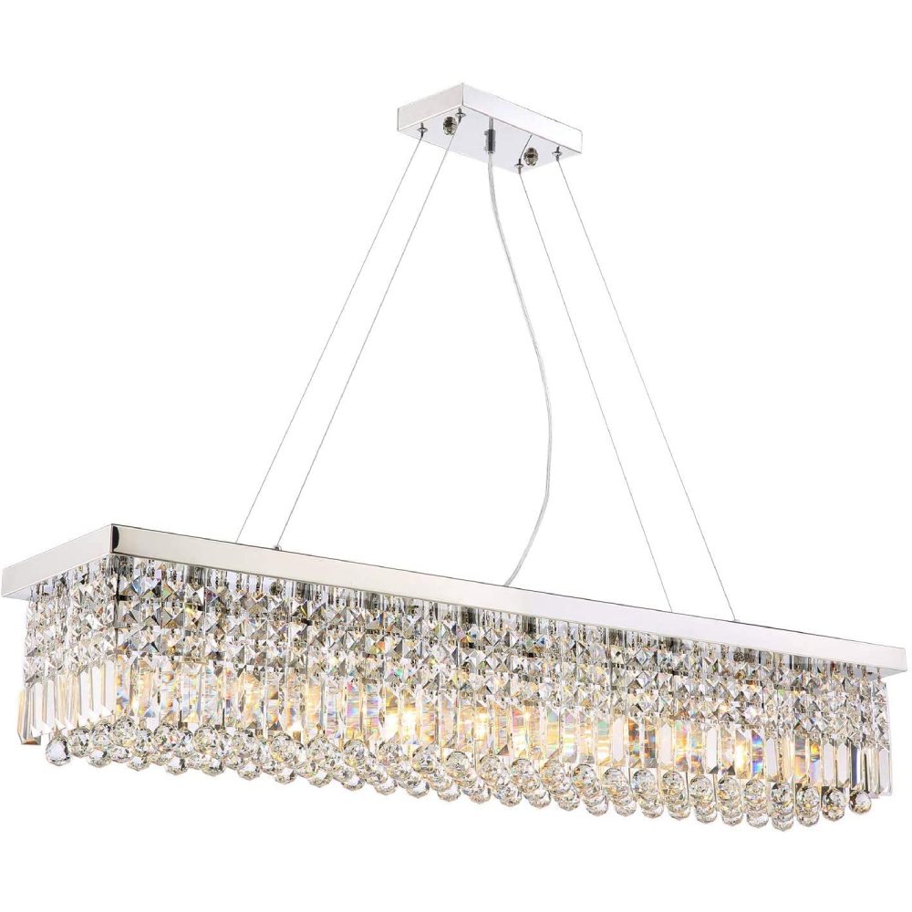 Rectangular Crystal Chandelier, L119cm(47")(10-Lights)