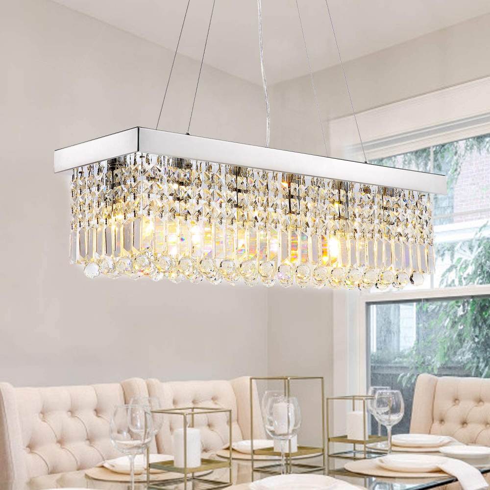 Rectangular Crystal Chandelier, L119cm(47")(10-Lights)