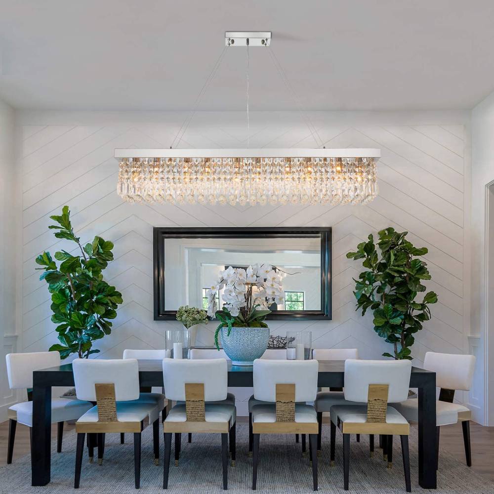 Rectangular Crystal Chandelier, L119cm(47")(10-Lights): image 1