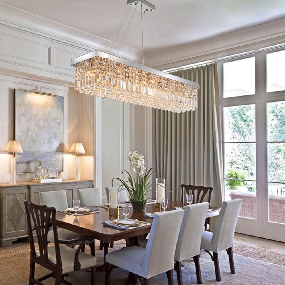 Rectangular Crystal Chandelier, L119cm(47")(10-Lights)