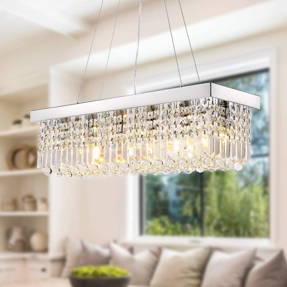 Rectangular Crystal Chandelier, L119cm(47")(10-Lights)