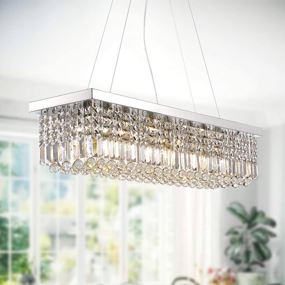Rectangular Crystal Chandelier, L119cm(47")(10-Lights)
